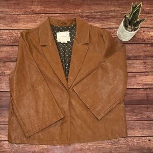 Anthropologie Faux Brown/Caramel Leather Jacket